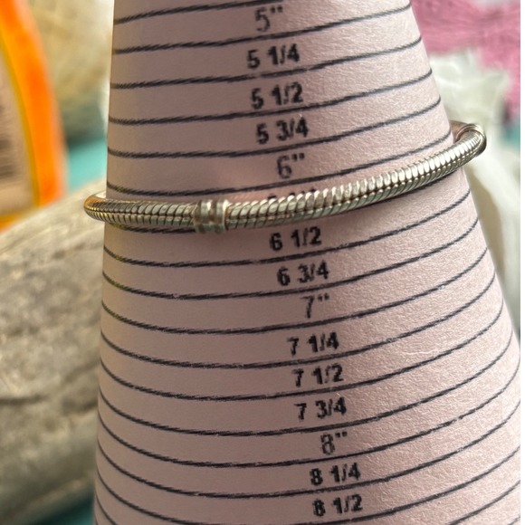 Sterling Silver Pandora Snake Chain Charm Bracelet Lobster Clasp 6.75 Inch - Picture 3 of 6